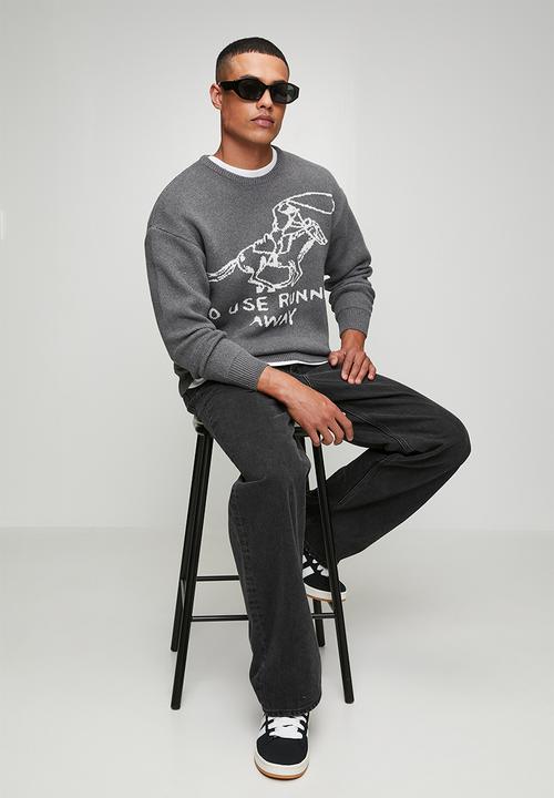 Only & Sons - Gunner Life Rix Long sleeve Jacquard Crew Knit - Grey