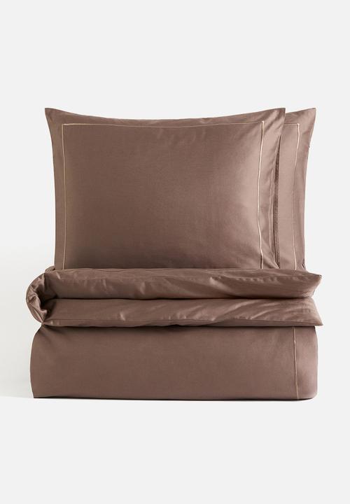 H&M - Cotton sateen double/king duvet cover set - dark mole