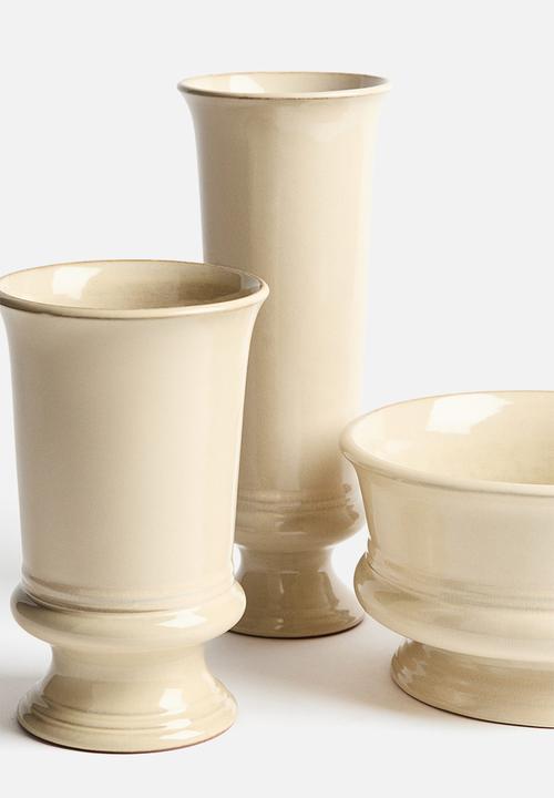 H&M - Large reactive-glaze terracotta vase - light beige
