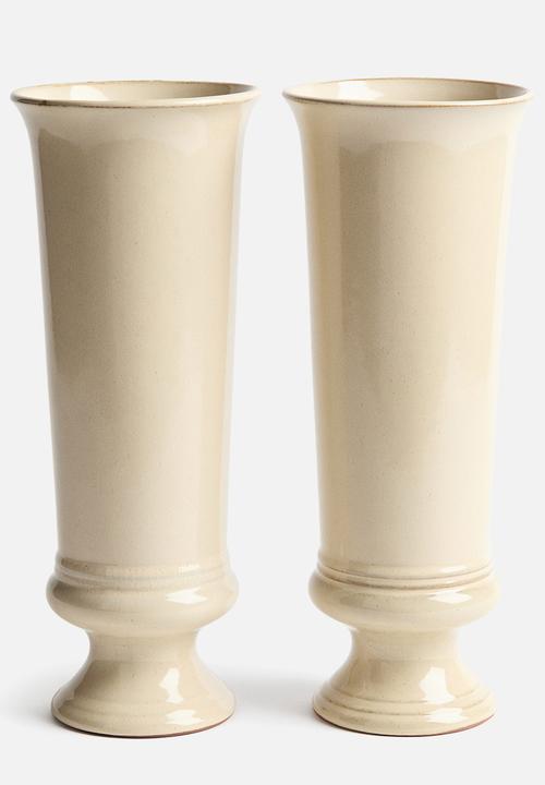 H&M - Large reactive-glaze terracotta vase - light beige