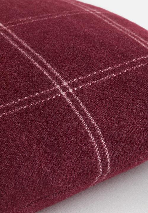 H&M - Viscose-blend cushion cover - dark plum red/checked