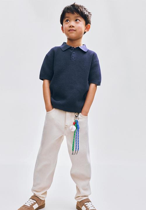 H&M - Cotton-knit polo shirt - navy blue