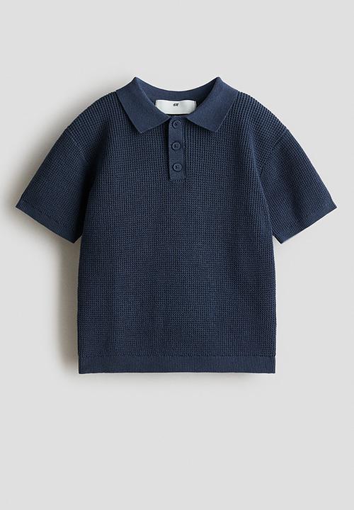 H&M - Cotton-knit polo shirt - navy blue