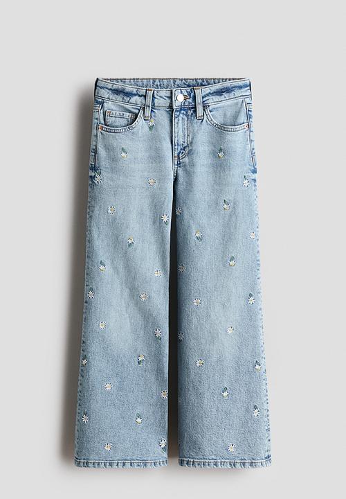 H&M - Baggy fit bootcut leg jeans - light denim blue/floral