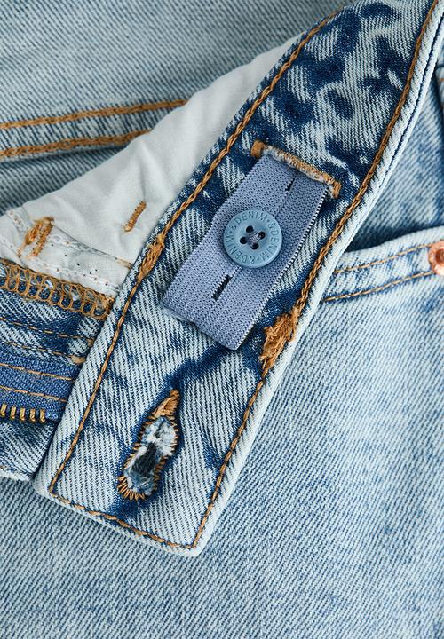H&M - Baggy fit bootcut leg jeans - light denim blue/floral
