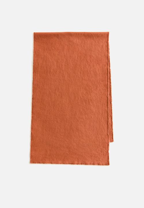 H&M - Linen-blend fringed table runner - orange
