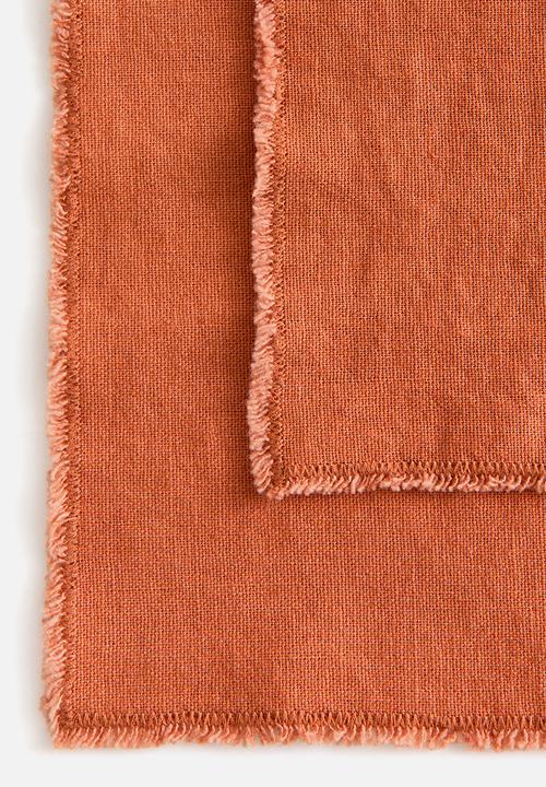 H&M - Linen-blend fringed table runner - orange