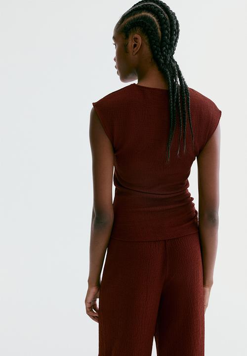 H&M - Textured jersey top - rust red