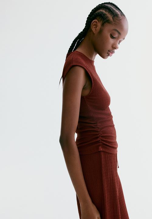 H&M - Textured jersey top - rust red