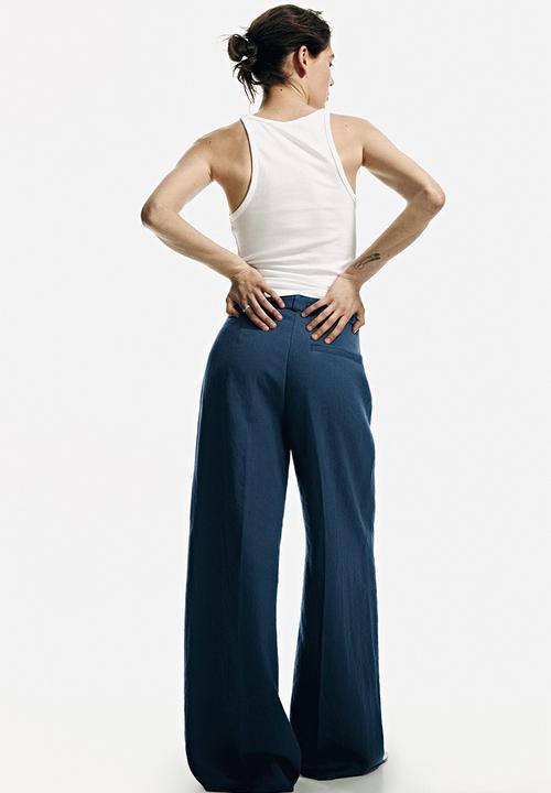 H&M - Wide tailored trousers - dark blue