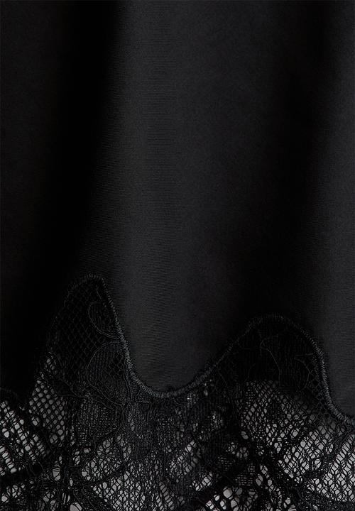 H&M - Lace-trimmed slip skirt - black