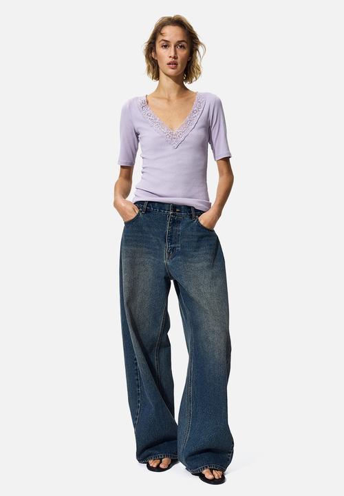 H&M - Ribbed v-neck top - lilac