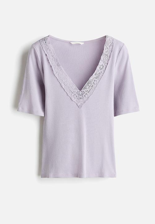 H&M - Ribbed v-neck top - lilac