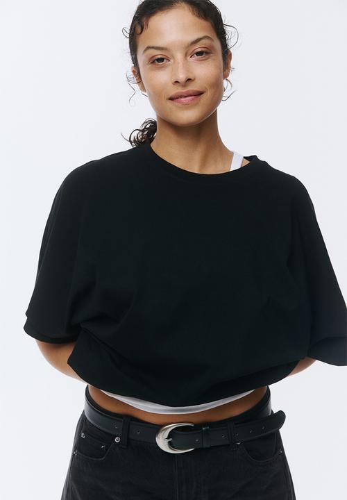 H&M - Batwing-sleeved t-shirt - black
