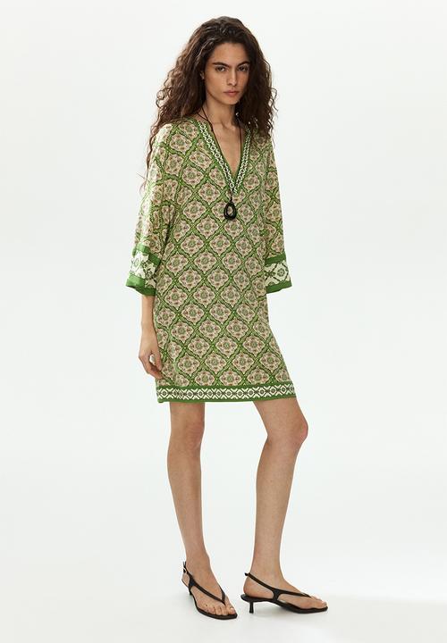 H&M - Viscose tunic dress - green/patterned