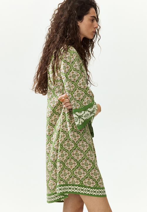 H&M - Viscose tunic dress - green/patterned
