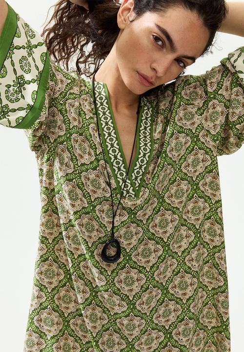 H&M - Viscose tunic dress - green/patterned
