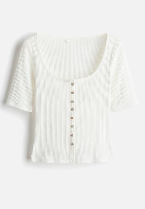 H&M - Pointelle-knit top - white