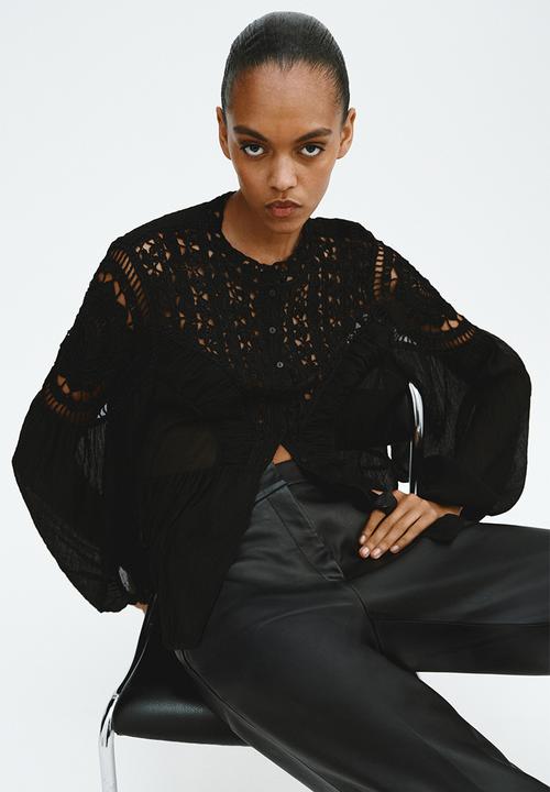 H&M - Crochet-look blouse - black