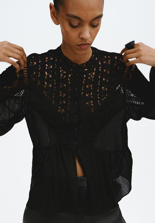 H&M - Crochet-look blouse - black