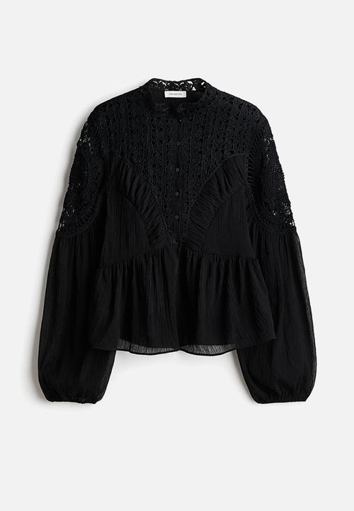 H&M - Crochet-look blouse - black