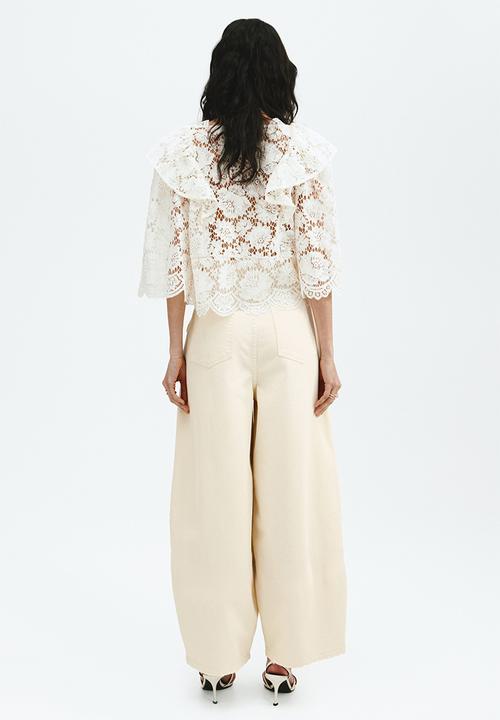H&M - Barrel leg regular waist jeans - pale yellow