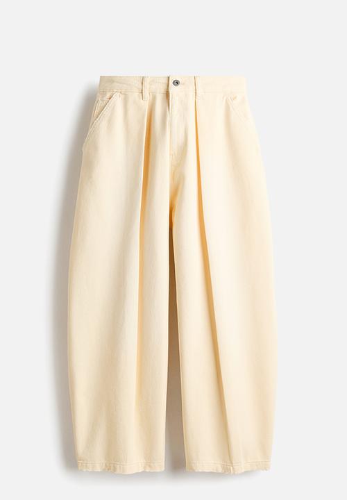 H&M - Barrel leg regular waist jeans - pale yellow