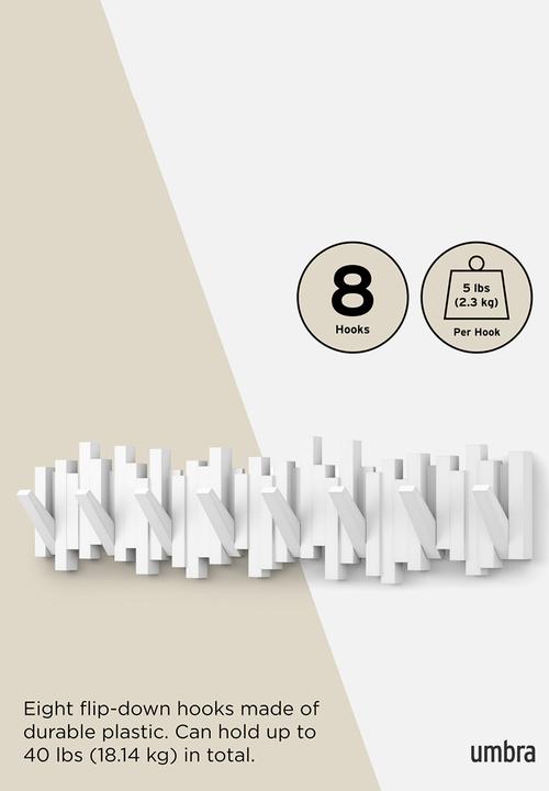 Umbra - Sticks Multi Hook 8 - White