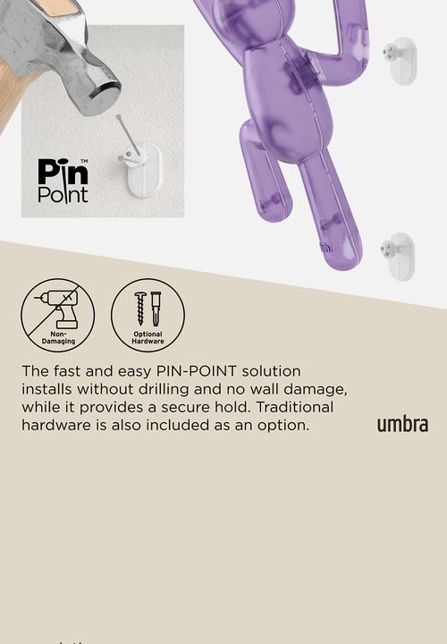 Umbra - Buddy Pin-Point Hook (3) Assorted Gem - Multi