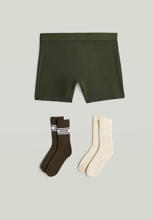G-STAR - Boxer and 2pk sock giftset - khaki