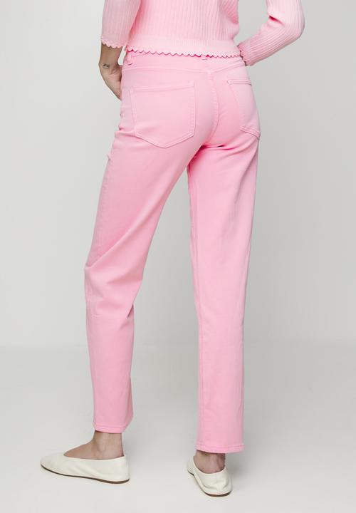 Stella Morgan - Mid Waist 5 Pocket Straight Leg Jean - Light Pink