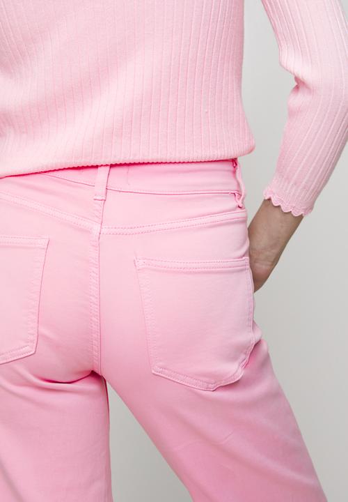 Stella Morgan - Mid Waist 5 Pocket Straight Leg Jean - Light Pink