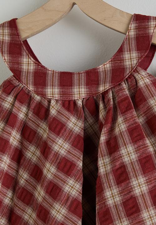 Pop Candy - Check halter neck top with ruffle shorts - red/white