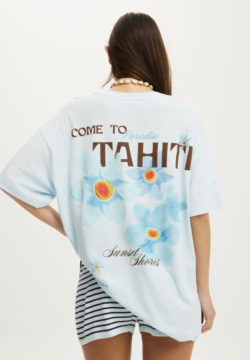 Cotton On - The Resort Oversized Tee - Saltwater Slide/Tahiti