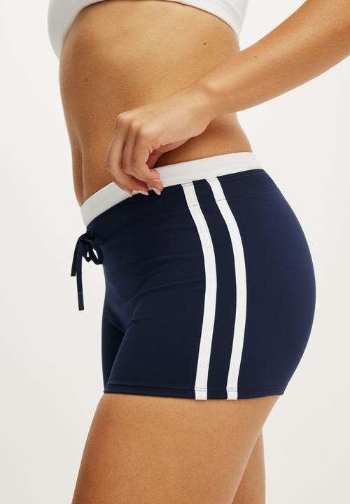 Cotton On - Ultra Soft Tie Front Micro Short - Prep Sport Navy/White