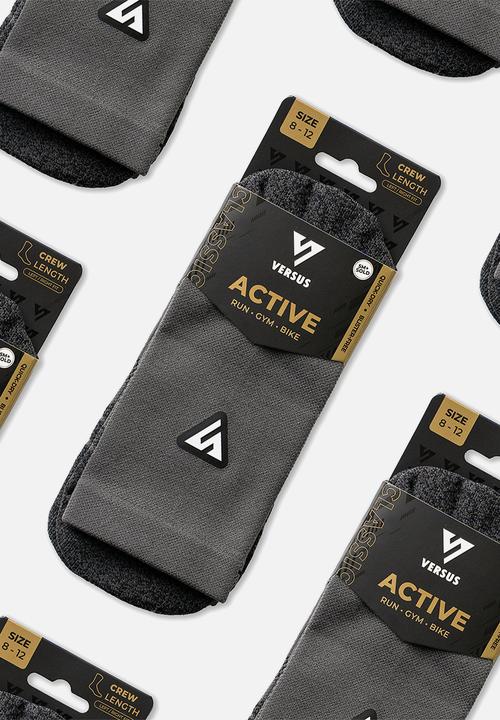 Versus - Classic Active Crew Tab Socks - Charcoal