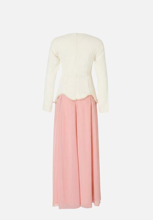 Trendyol - Pearl Detail One-Piece Evening Dress - Pink
