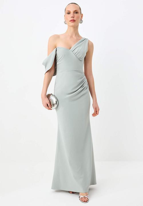 Trendyol - V-Neck Fish-Tail Maxi Evening Dress - Mint