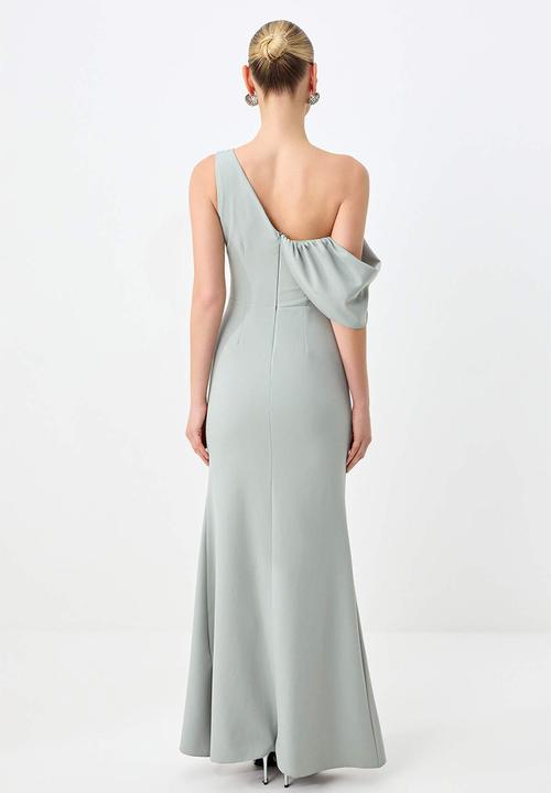 Trendyol - V-Neck Fish-Tail Maxi Evening Dress - Mint