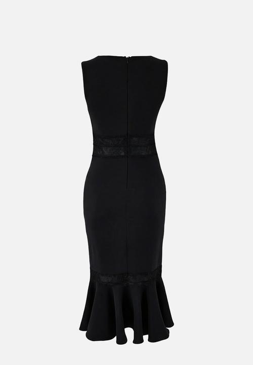 Trendyol - Lace Detail Fish-Tail Midi Dress - Black