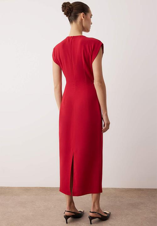 Trendyol - Accessory Detail Midi Dress - Red