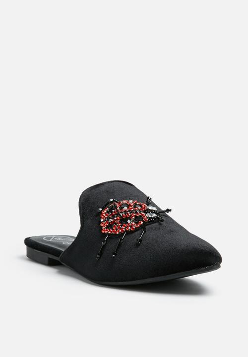 Missguided - Embroidered lady bug velvet mule