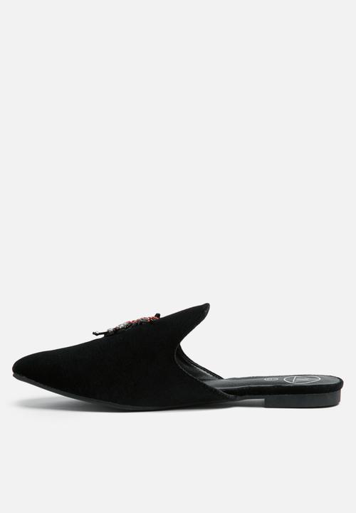 Missguided - Embroidered lady bug velvet mule