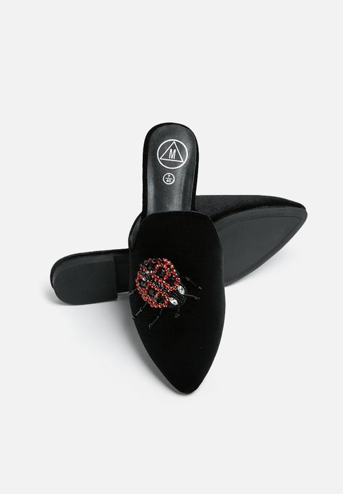 Missguided - Embroidered lady bug velvet mule