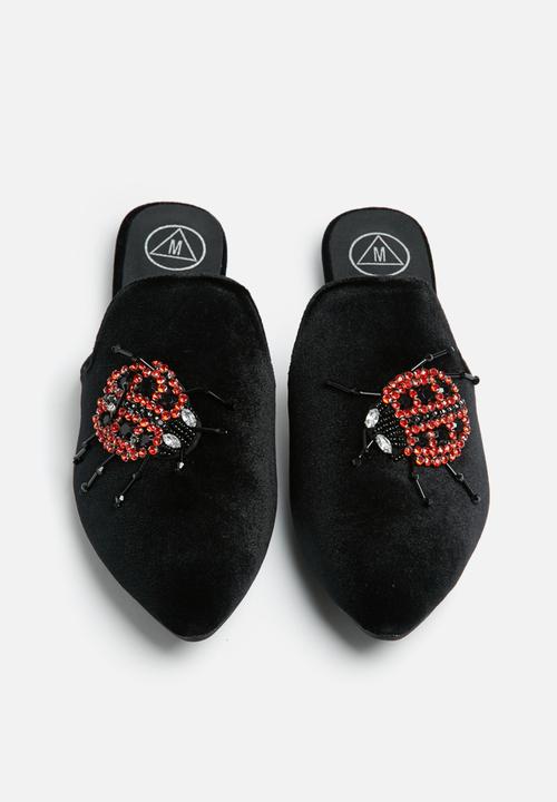 Missguided - Embroidered lady bug velvet mule