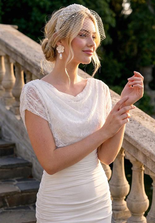 Trendyol - Degaje Collar Fish-Tail Maxi Evening Dress - White