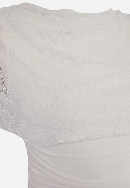Trendyol - Degaje Collar Fish-Tail Maxi Evening Dress - White