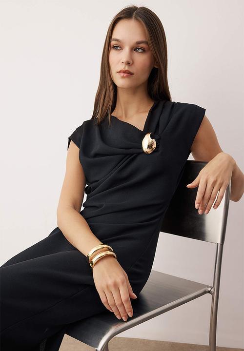Trendyol - Accessory Detail Midi Dress - Black