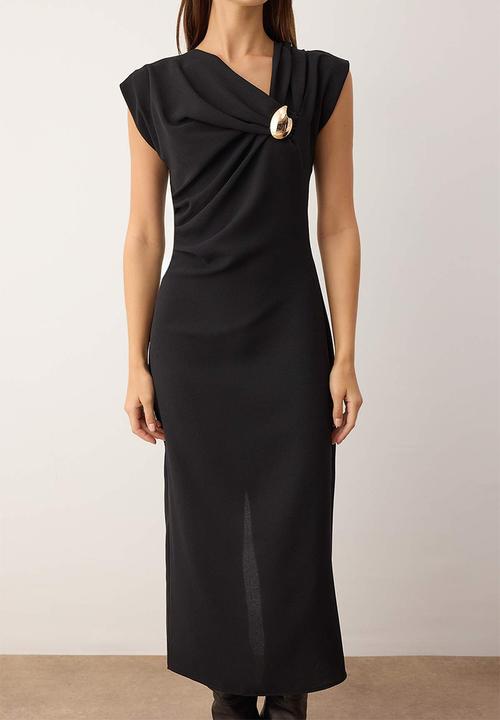 Trendyol - Accessory Detail Midi Dress - Black