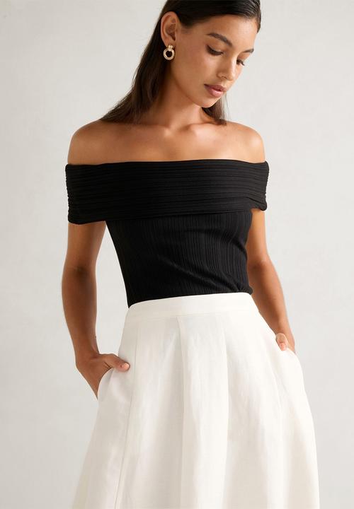 Forever New - Georgina linen blend midi skirt in porcelain